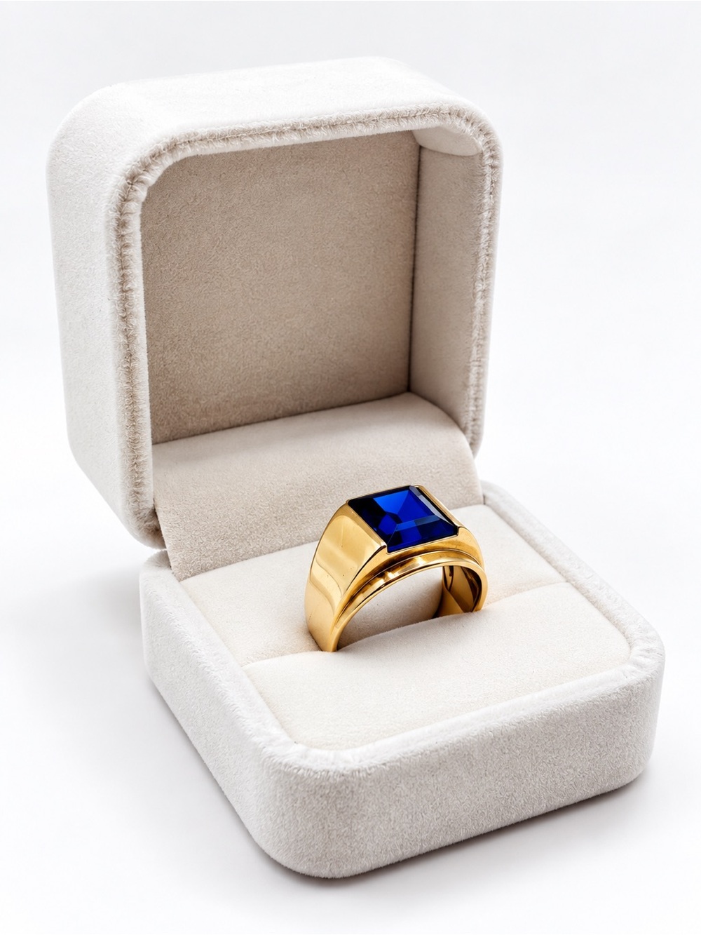 Vintage 10K Yellow Gold Blue Stone Signet Ring 4.42g Size 6